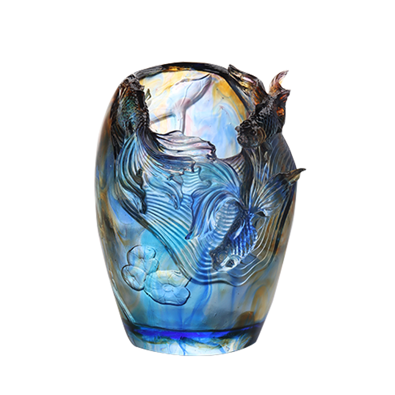 ガラス花器 豪華で洗練されたリビングルームのフラワーアレンジメント クリスタルガラスの芸術的なプリザーブドフラワーホルダー 家庭用食卓飾り「金襴に花を添える」