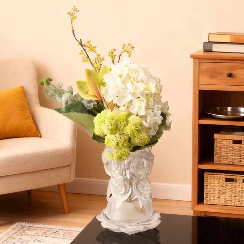 ロストワックス鋳造法ガラス ホームインテリア クリスタルガラス花瓶「ローズ花瓶」