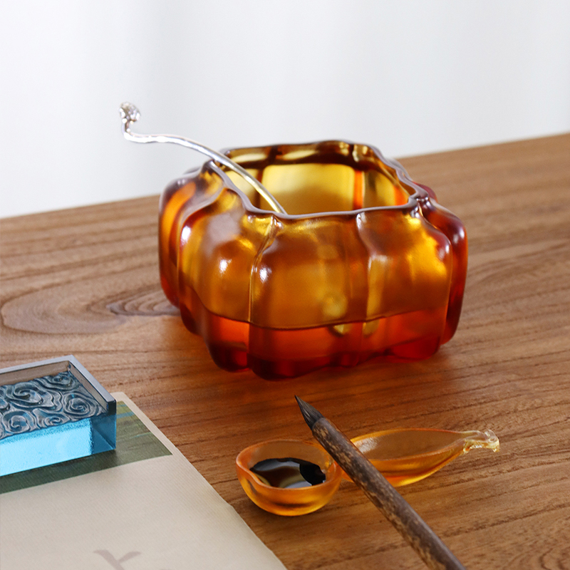 パープルクリスタルガラスのカボチャ型ウォーターポット