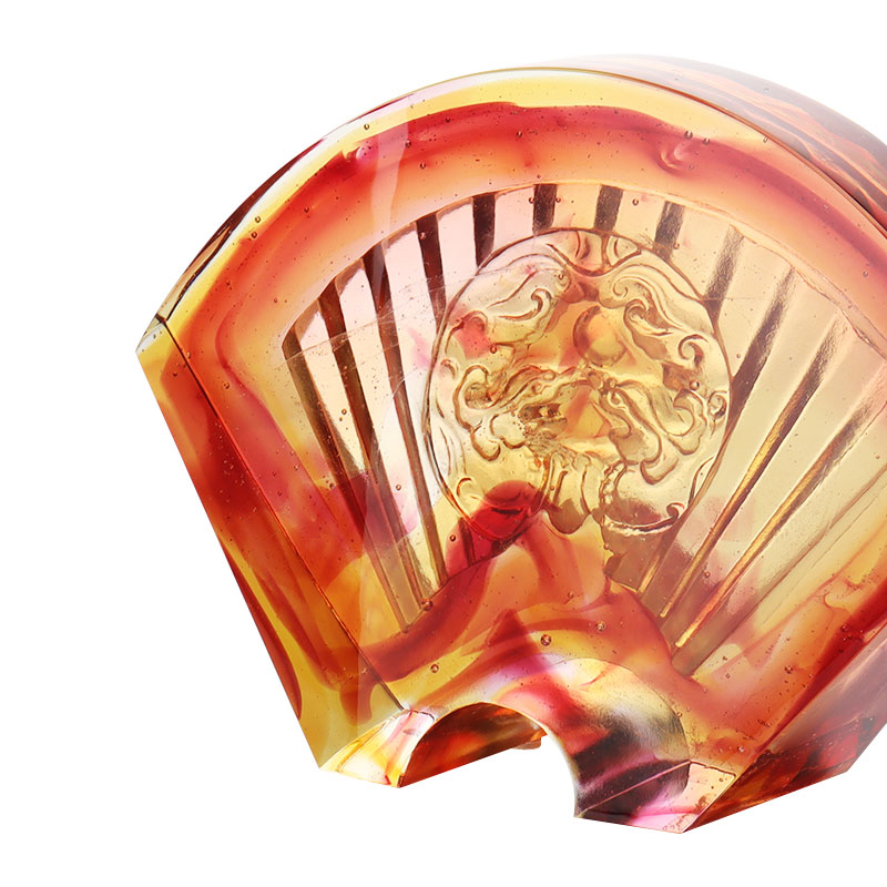 中国の扇形の釉薬ガラスの装飾品