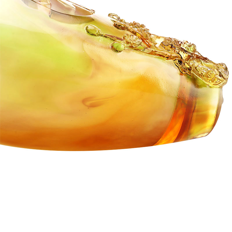 ホームデコレーション梅の花彫刻デザイン琥珀ガラス花瓶