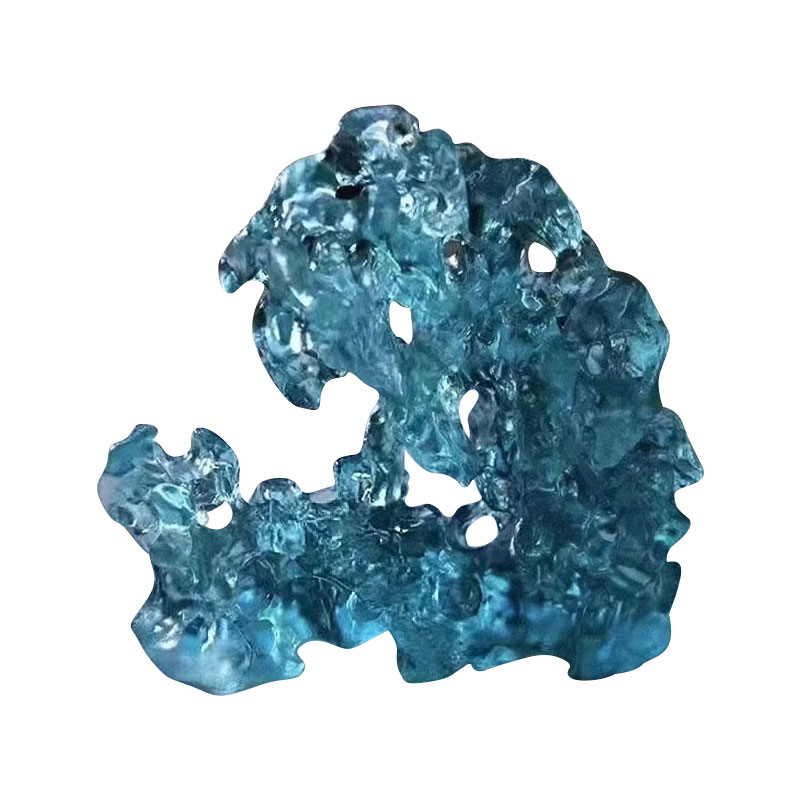 岩の形をした青い色ガラスの置物