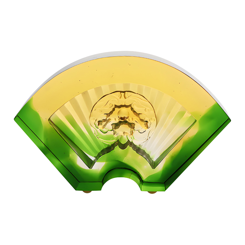 中国の扇形の釉薬ガラスの装飾品