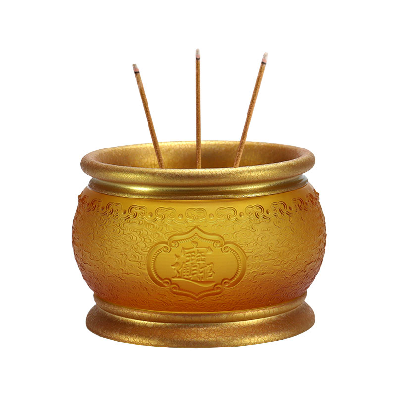 仏教寺院への富と宝をもたらすガラスの供物