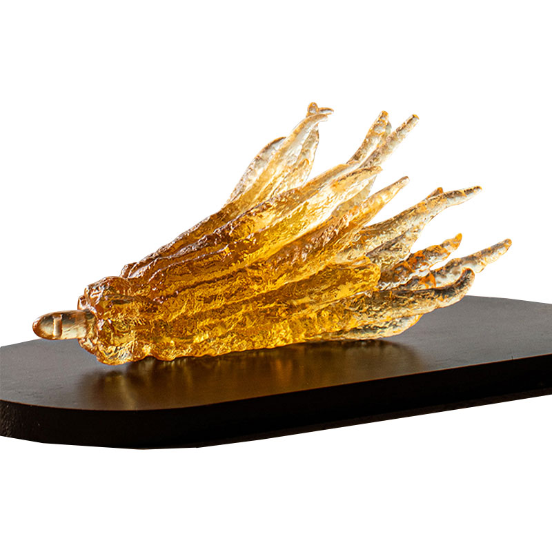 手形の金色ガラスのお香立て