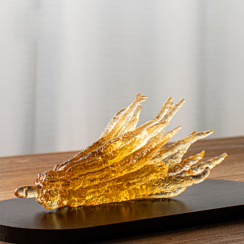 手形の金色ガラスのお香立て