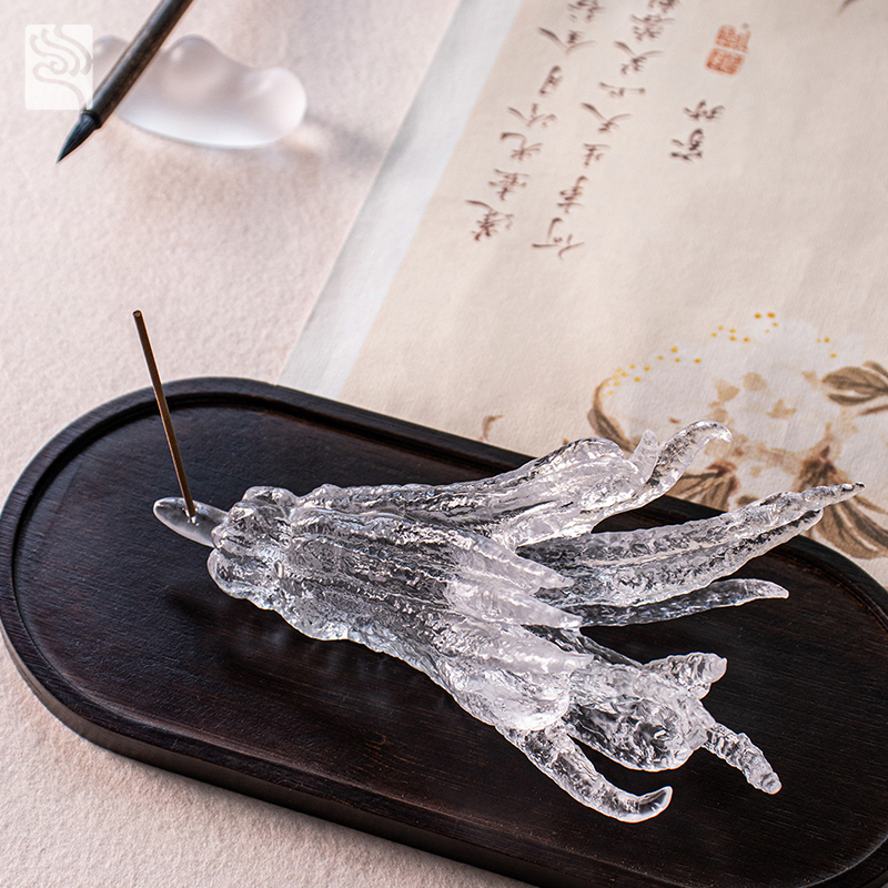 手形の金色ガラスのお香立て