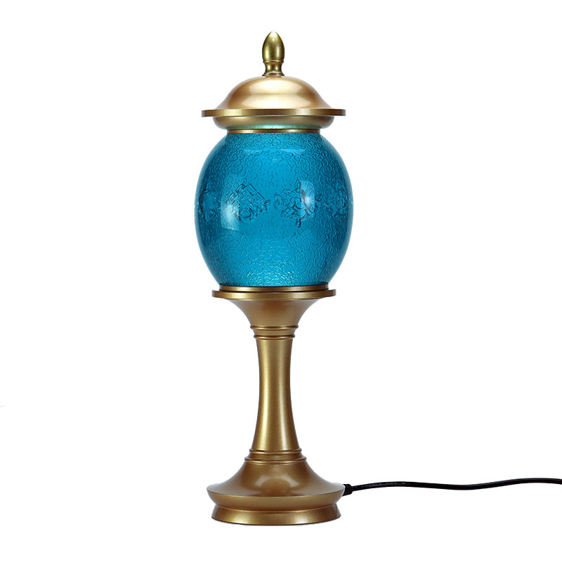 ロイヤルブルー 八吉祥仏具 クリスタルガラス製お供え物