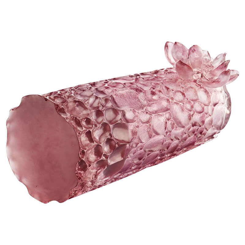 小石のテクスチャーの紫ピンクのガラス花瓶