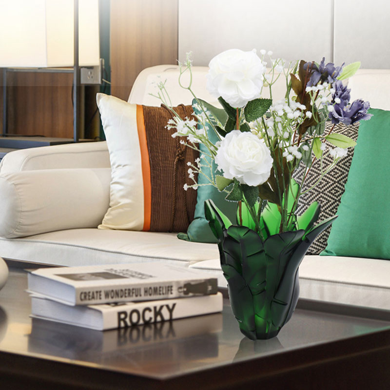 ホームデコレーショングリーンバナナリーフガラス花瓶