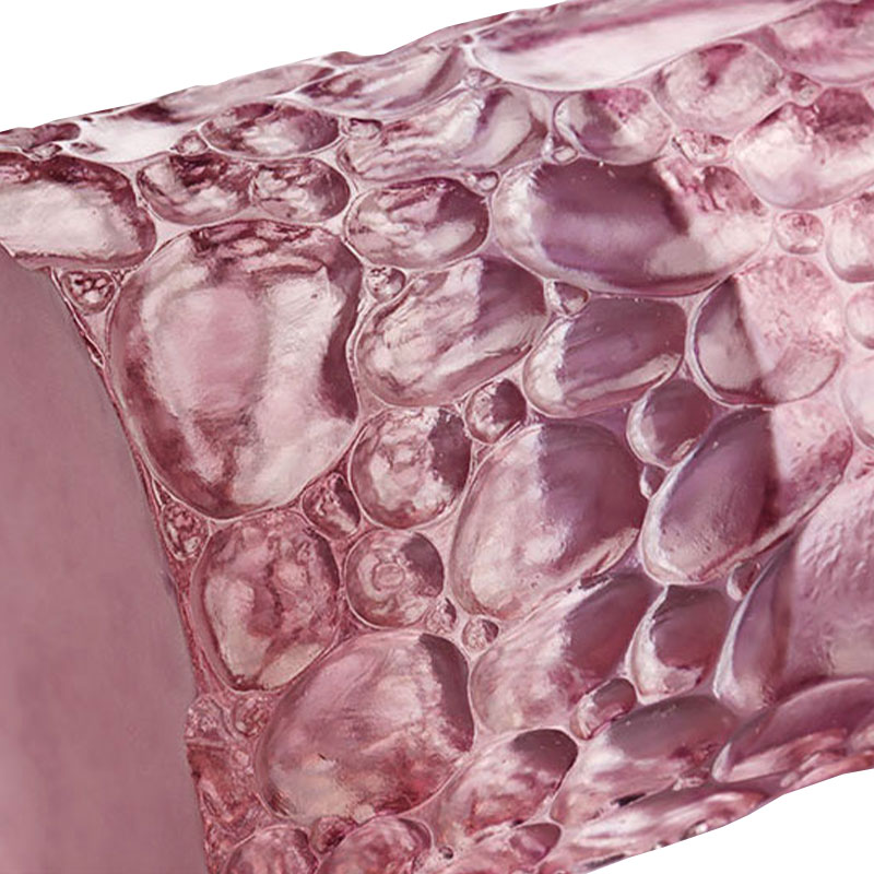 小石のテクスチャーの紫ピンクのガラス花瓶