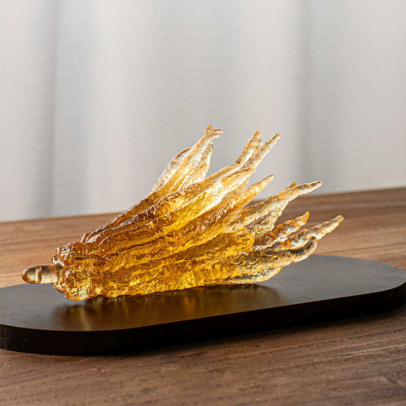 手形の金色ガラスのお香立て