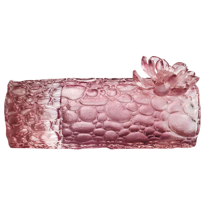 小石のテクスチャーの紫ピンクのガラス花瓶