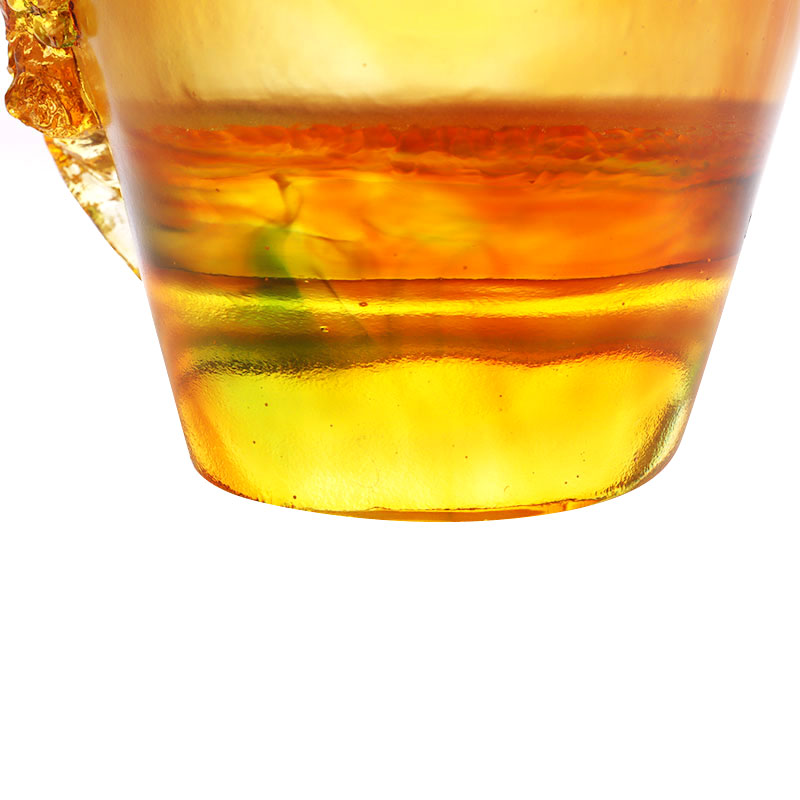 ホームデコレーション梅の花彫刻デザイン琥珀ガラス花瓶