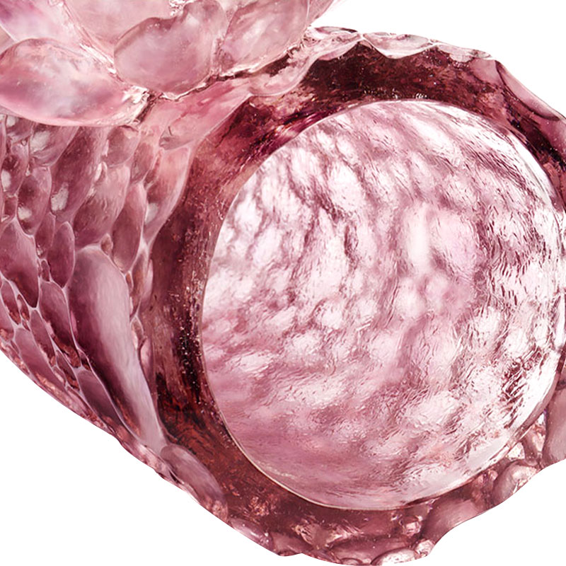 小石のテクスチャーの紫ピンクのガラス花瓶