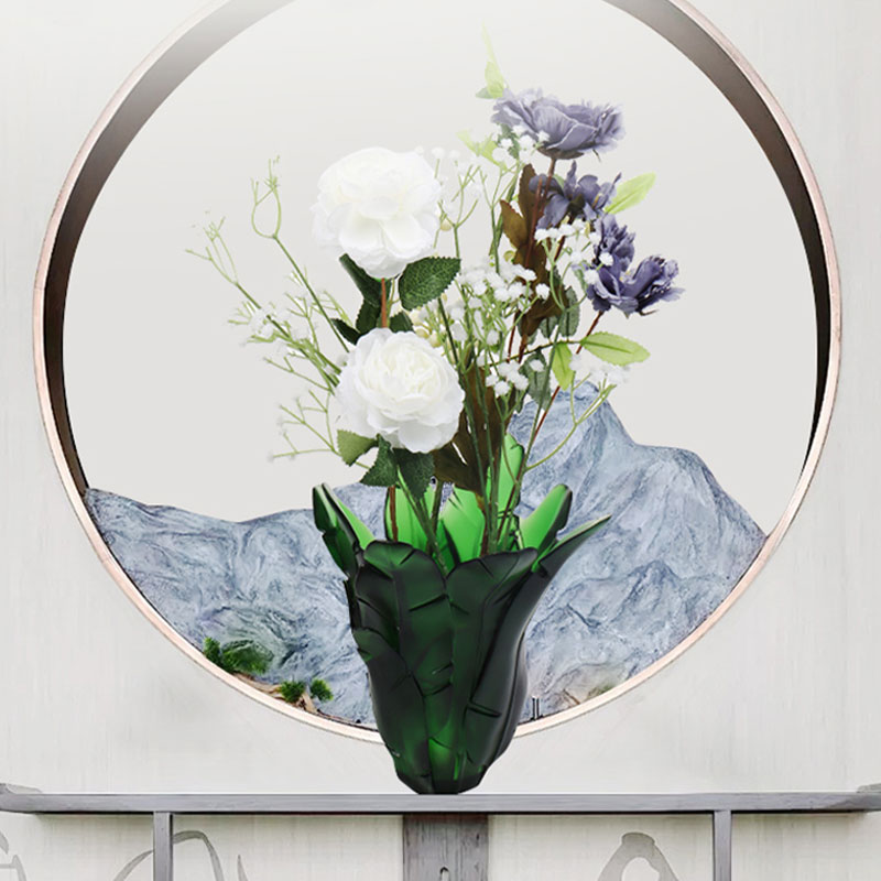 ホームデコレーショングリーンバナナリーフガラス花瓶