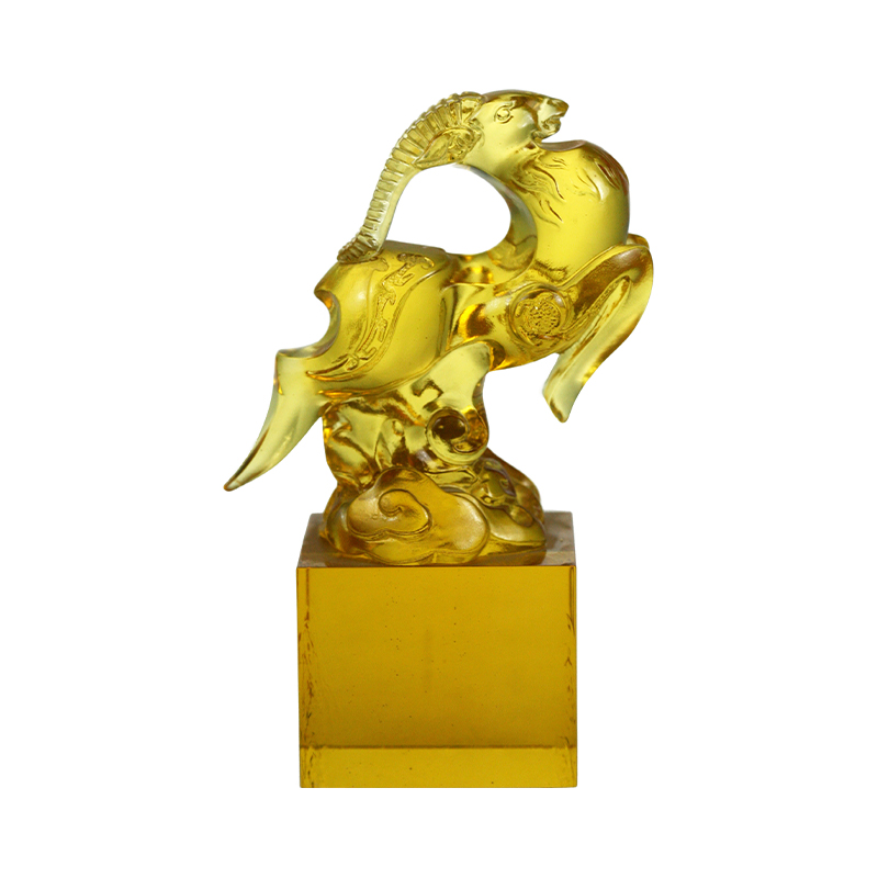 金色透明羊型ガラスクリスタルシール