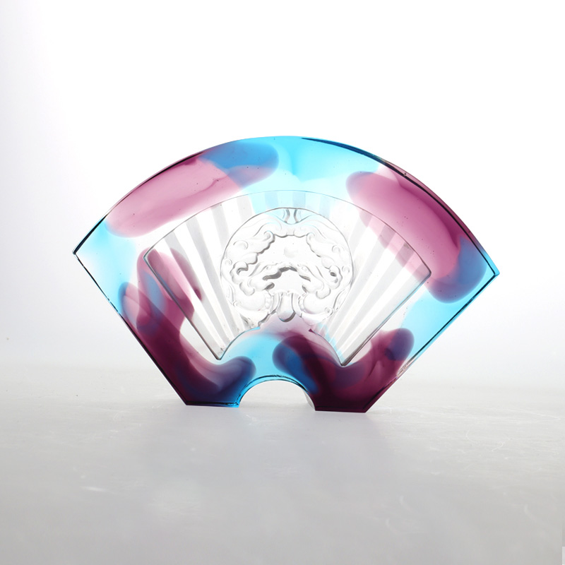 中国の扇形の釉薬ガラスの装飾品