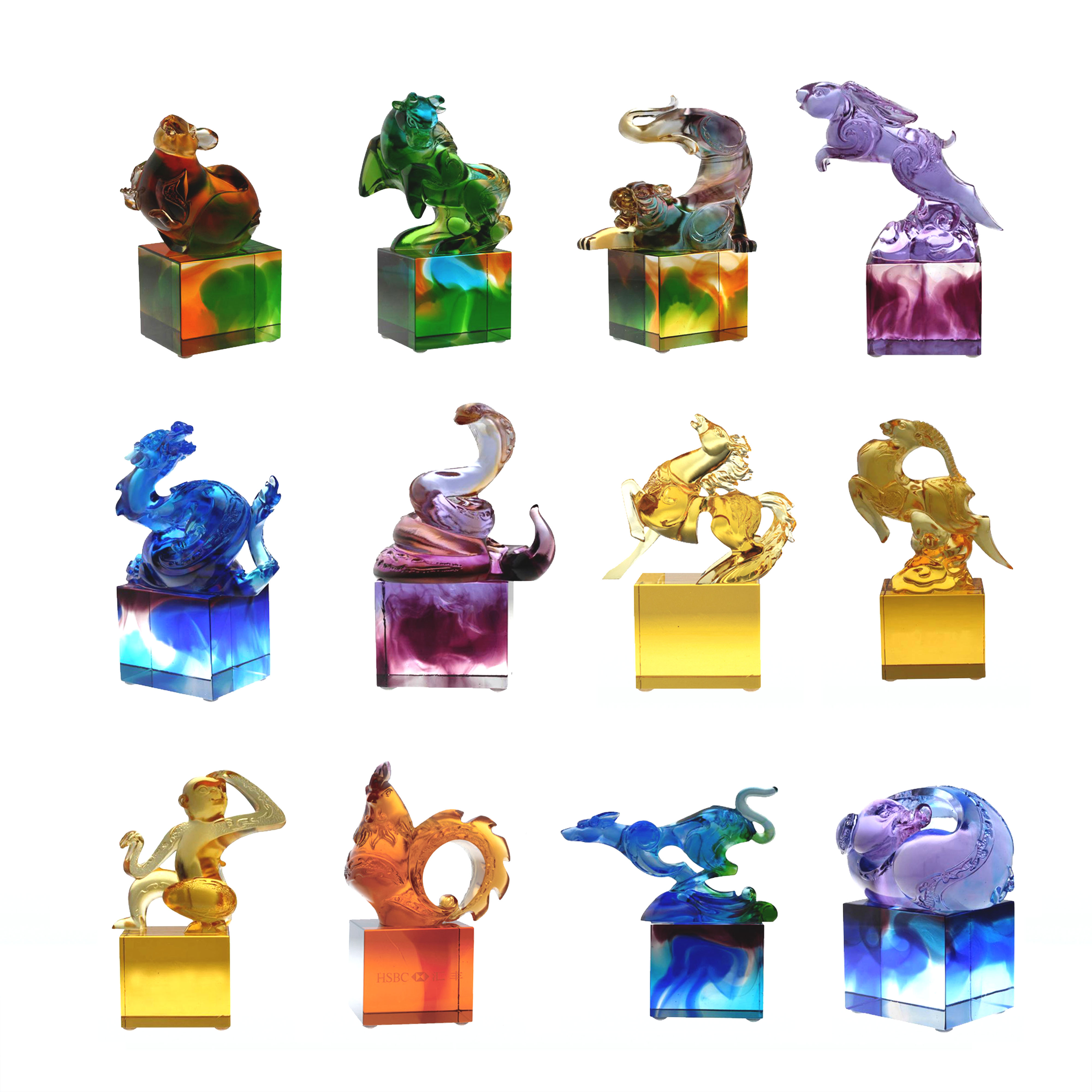 ブルーグリーンのクラシカルなガラスシール飾り