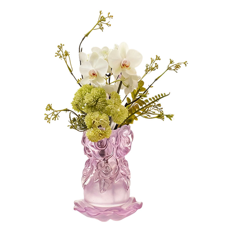 ロストワックス鋳造法ガラス ホームインテリア クリスタルガラス花瓶「ローズ花瓶」